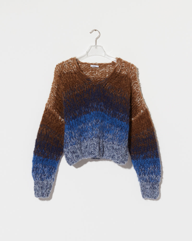 Preview: Fleecy Alpaca Ombre V-Neck Pullover