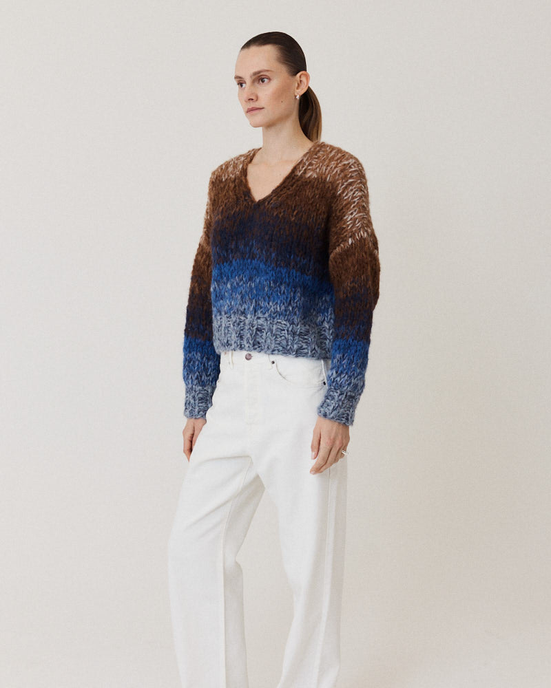 Preview: Fleecy Alpaca Ombre V-Neck Pullover
