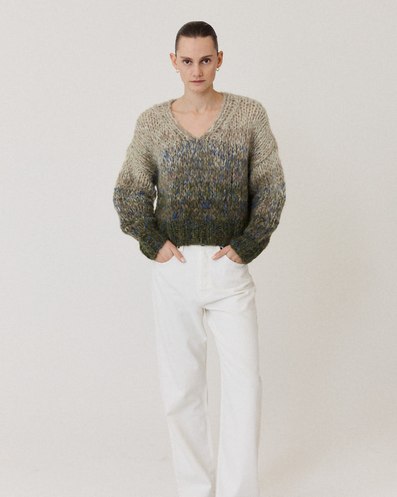 Preview: Fleecy Alpaca Ombre V-Neck Pullover