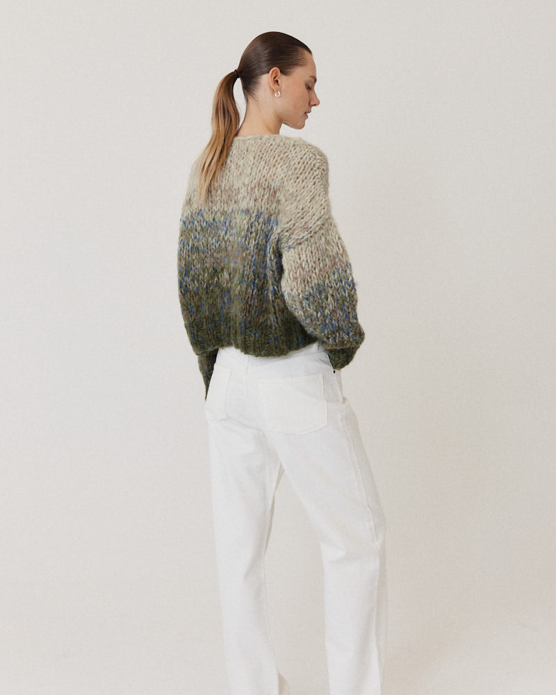 Preview: Fleecy Alpaca Ombre V-Neck Pullover
