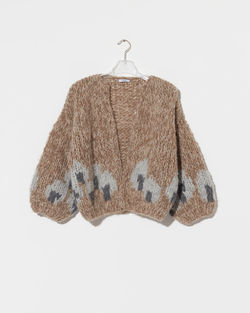 Preview: Fleecy Alpaca Intarsia Bomber Cardigan