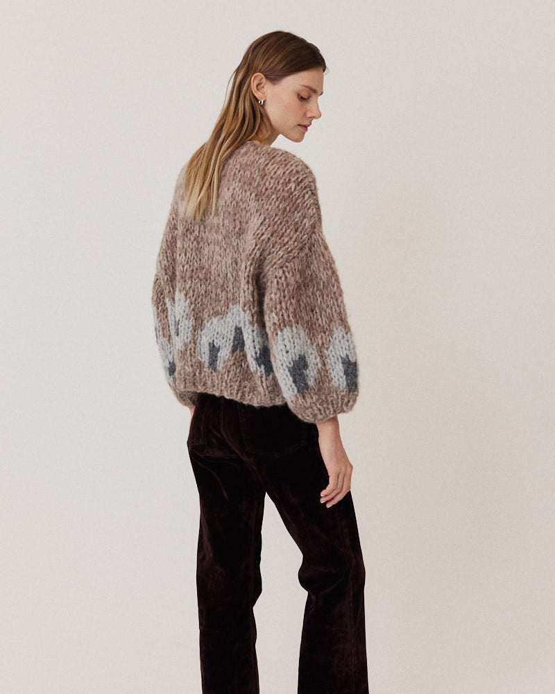 Preview: Fleecy Alpaca Intarsia Bomber Cardigan