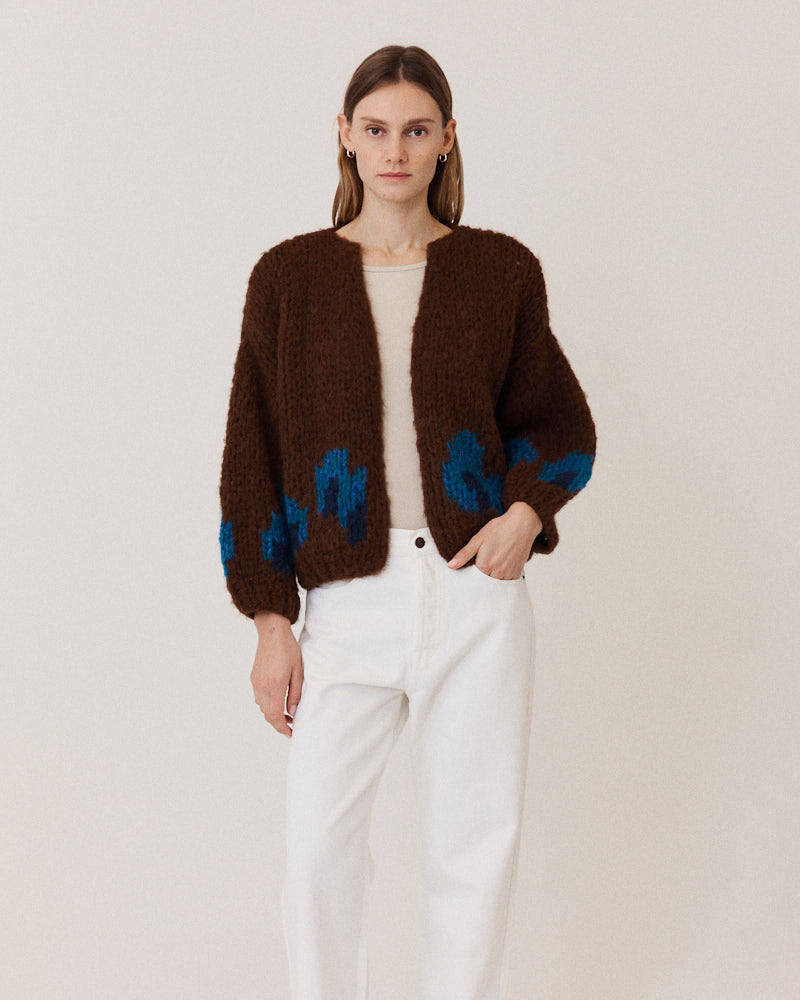 Preview: Fleecy Alpaca Intarsia Bomber Cardigan