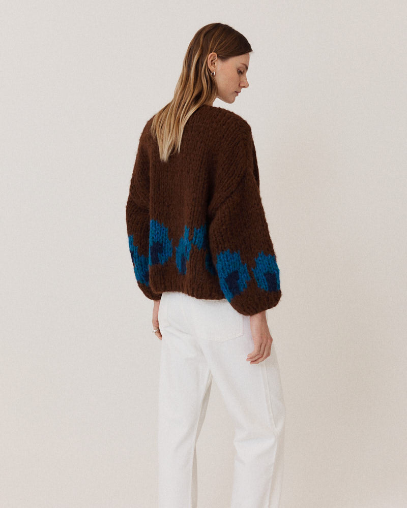 Preview: Fleecy Alpaca Intarsia Bomber Cardigan