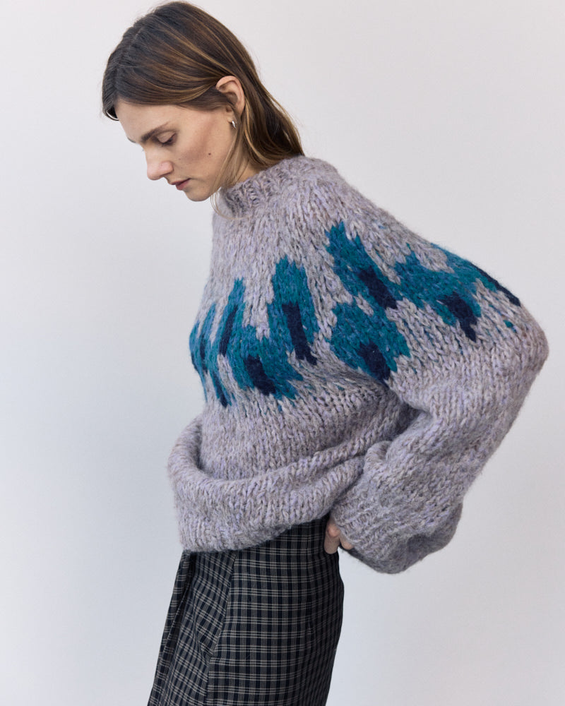 Preview: Fleecy Alpaca Intarsia Raglan Pullover