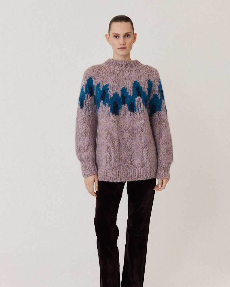 Preview: Fleecy Alpaca Intarsia Raglan Pullover
