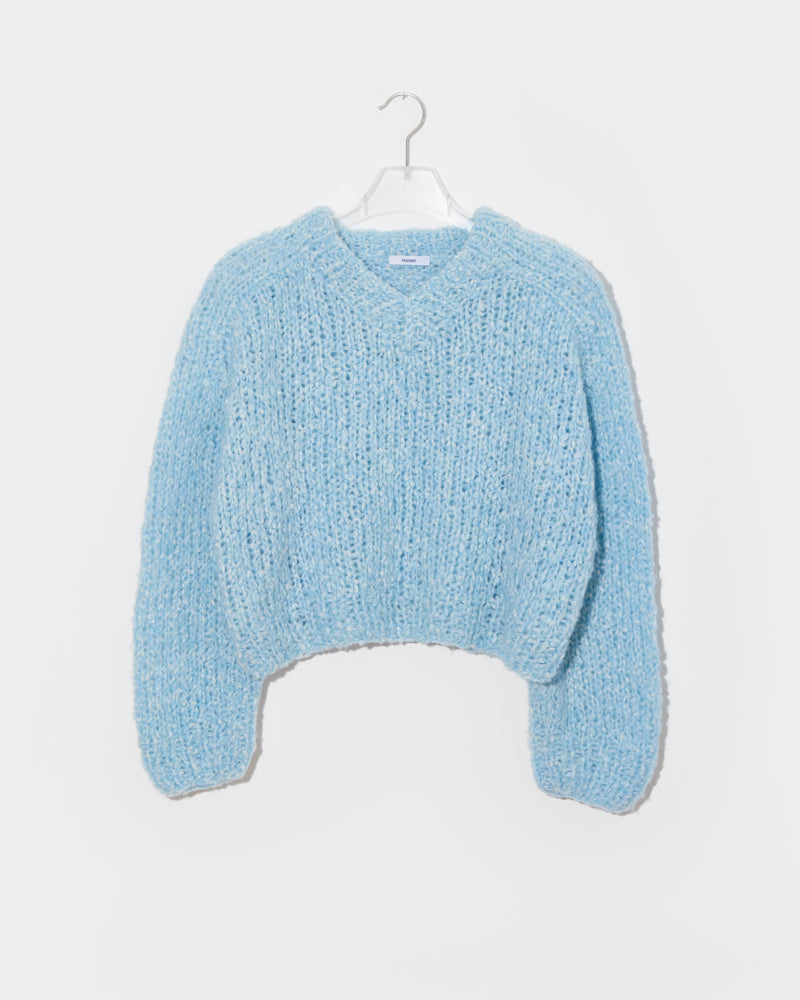 Boucle Cropped V-Neck Pullover