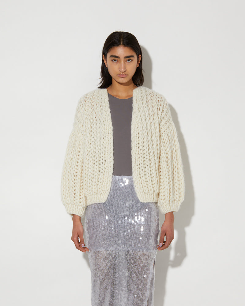 Maiami Cashmere Cardigan in Creme.