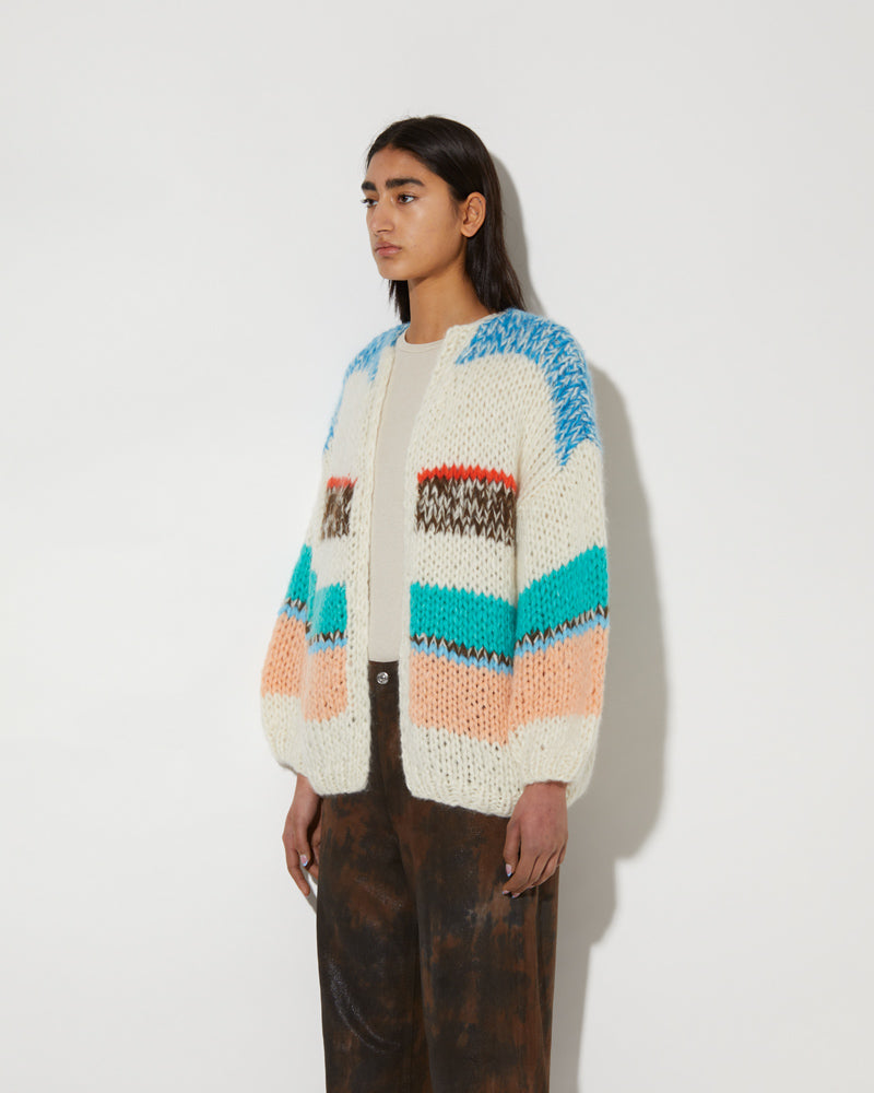 Maiami knitted Cashmere Cardigan with stripes.