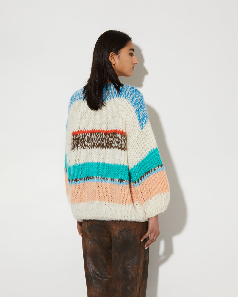 Maiami striped Cardigan in Creme. Knitted from Cashmere.