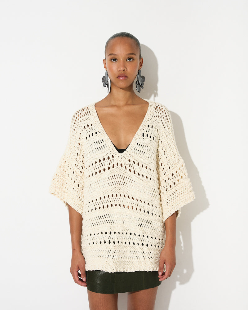 Cotton Dropstitch V-Neck T-Shirt