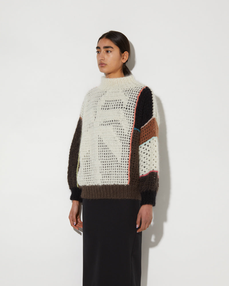 Maiami handmade palm tree sweater pullover in dark brown.