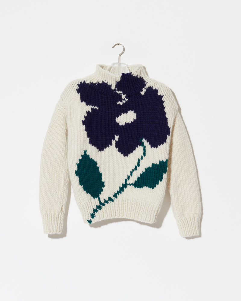 Merino Intarsia Flower Pullover