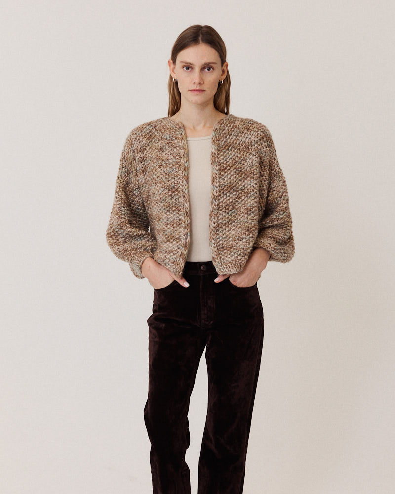 Merino Pearl Pattern Bomber Cardigan