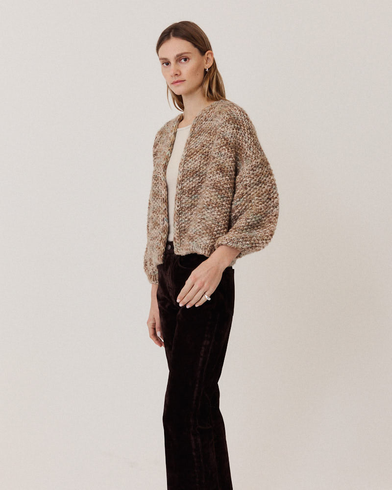 Merino Pearl Pattern Bomber Cardigan