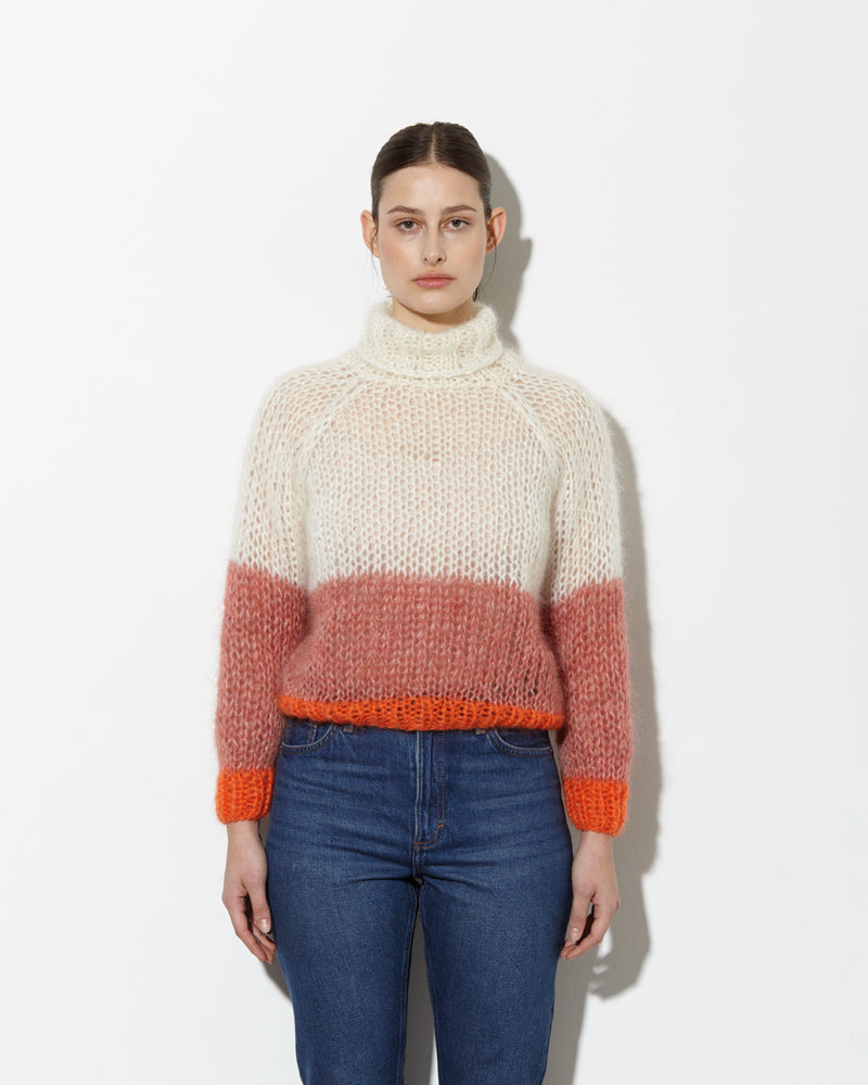 Mohair Short Turtleneck Sweater, Colour Block | Archive Sale