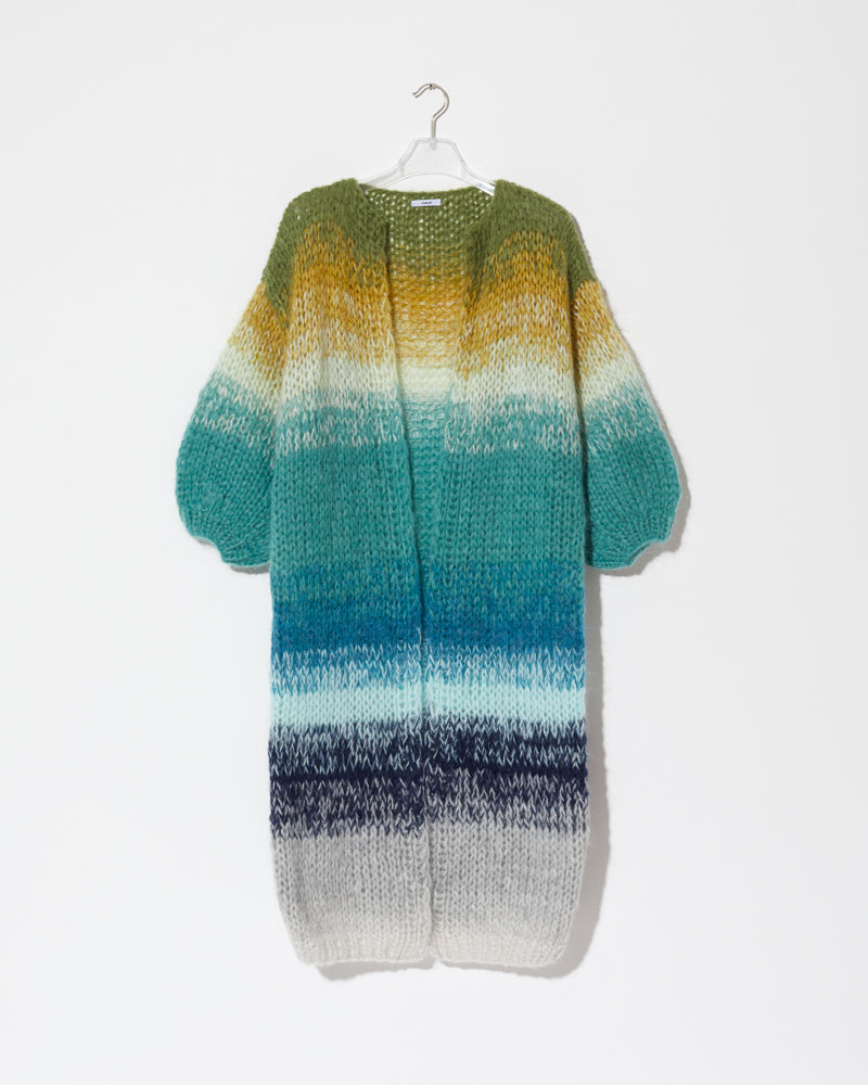 Frontal product view of new in Gradient Fade Mohair Coat in the color 'Soft Fall'
