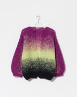 Frontal product view of new in Gradient Fade Mohair Cardigan in the color 'Cool Pastels GFBCM'