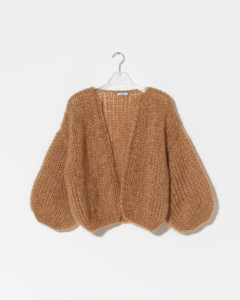 Frontal product view of new in Mohair Big Bomber Cardigan in the new color 'Sahara 8014'