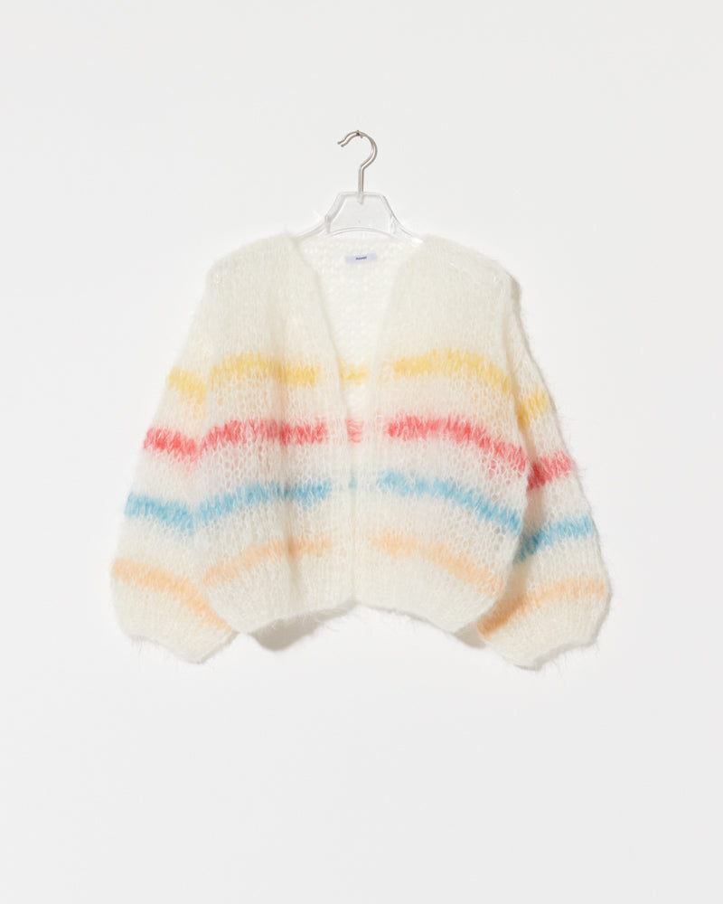 Mohair Bomber Cardigan Light with Stripes