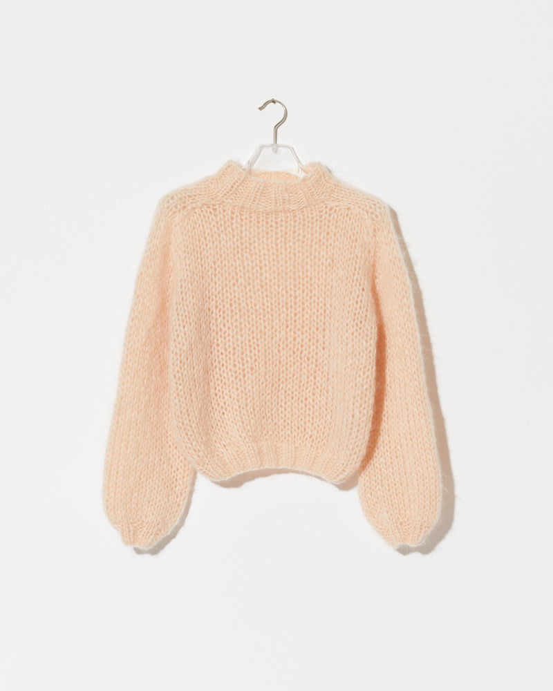 Mohair textured pullover with airy knit structure and relaxed fit in a light neutral tone