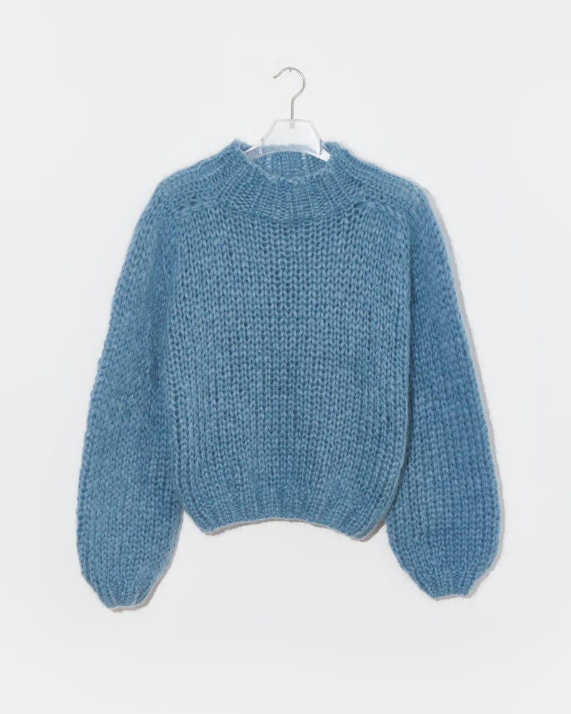 Mohair textured pullover with airy knit structure and relaxed fit in a light neutral tone