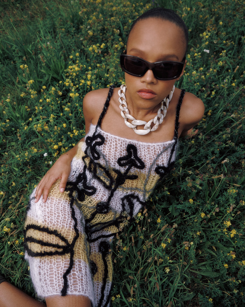 Mohair Dress Light, Floral Embroidery