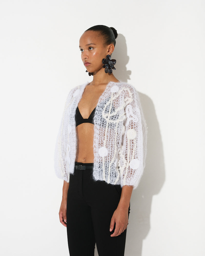Mohair Bomber Light, Floral Embroidery