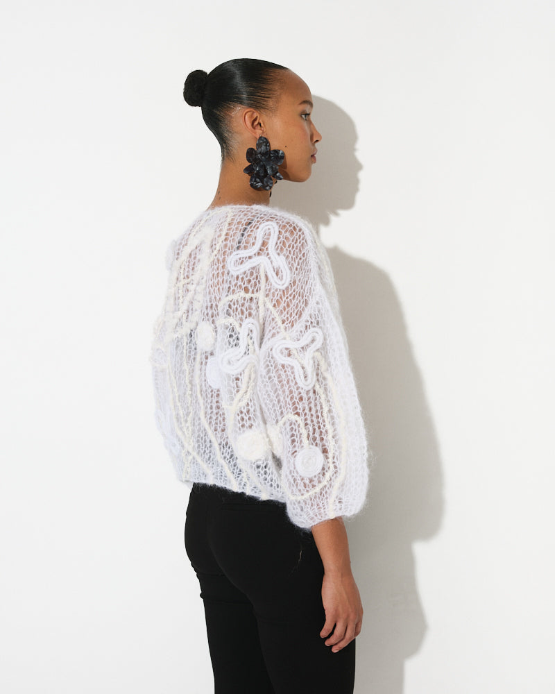 Mohair Bomber Light, Floral Embroidery