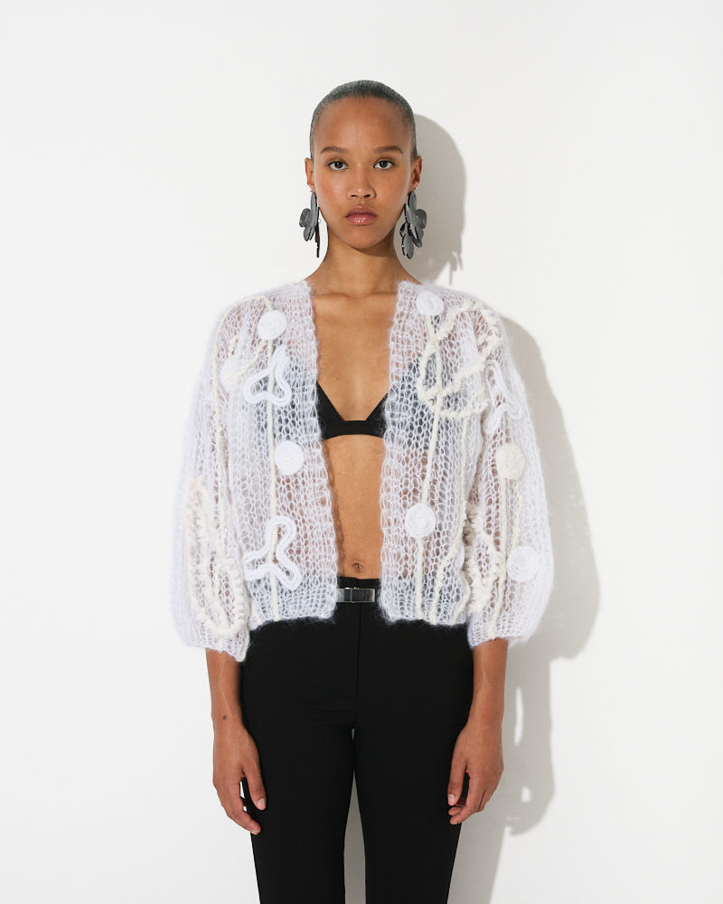 Mohair Bomber Light, Floral Embroidery