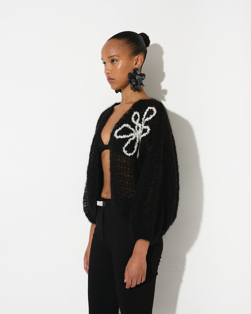 Mohair Bomber Light, Bee Embroidery