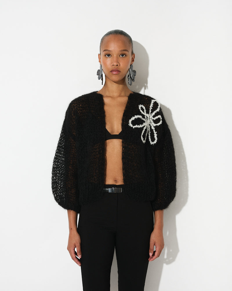 Mohair Bomber Light, Bee Embroidery