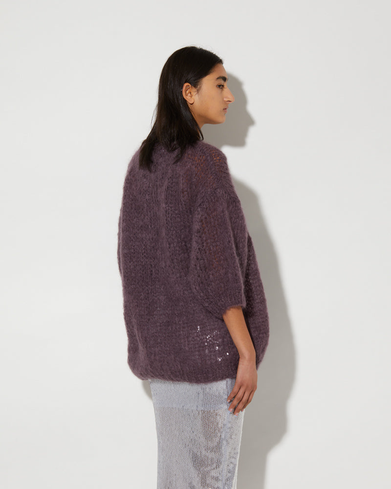 Back view of light cardigan from Maiami. Made from Mohair.