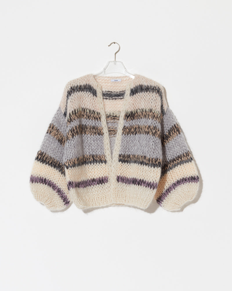 Maiami knitted bomber cardigan in creme. Made from Mohair.