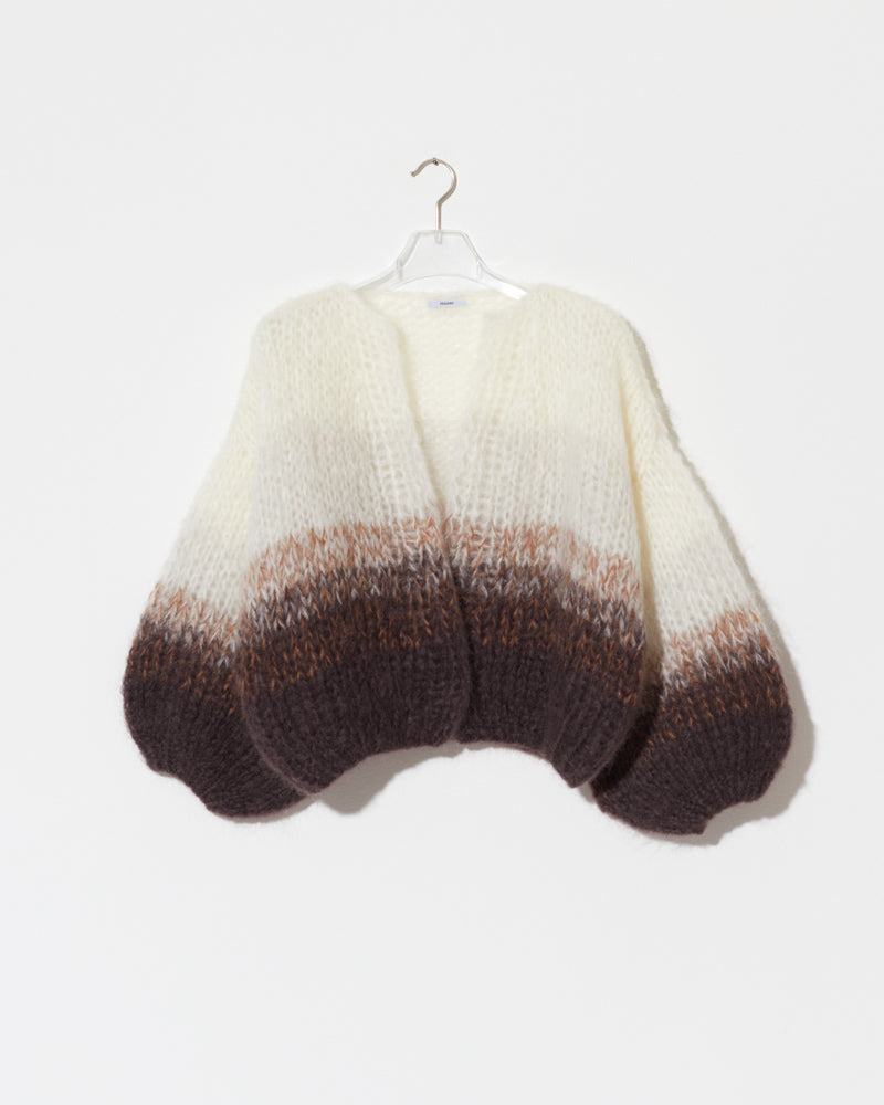 Maiami Mohair bomber cardigan. Ombre in brown and creme.