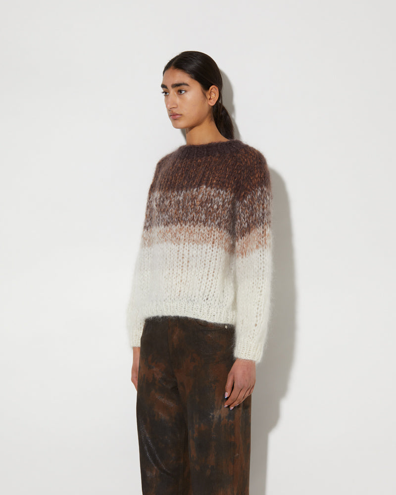 Side view of Maiami Ombre Pullover. Made from Mohair.