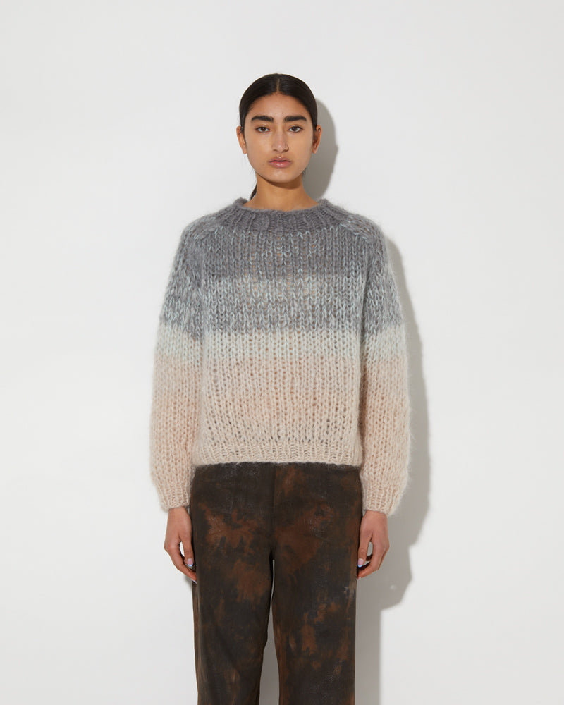 Maiami Mohair Pullover Ombre Style. Coloured in grey and beige.