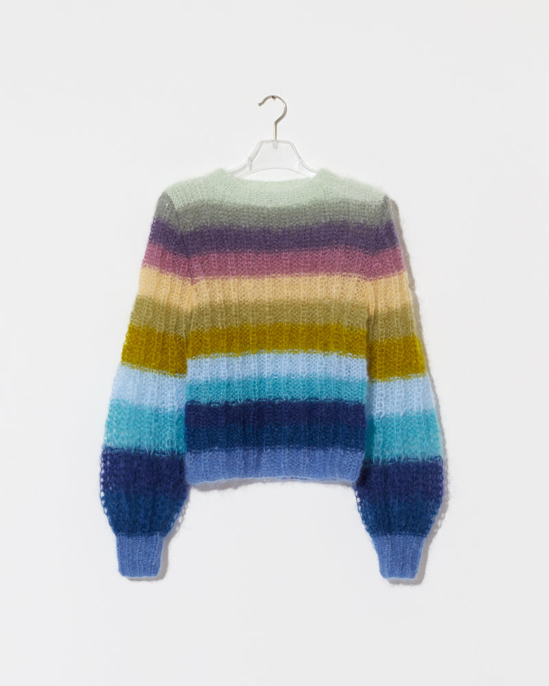 Mohair Ribbed Striped Pullover