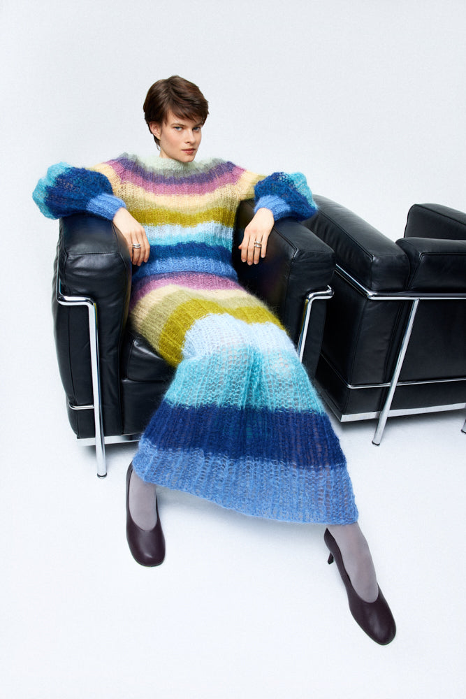 Mohair Ribbed Striped Pullover