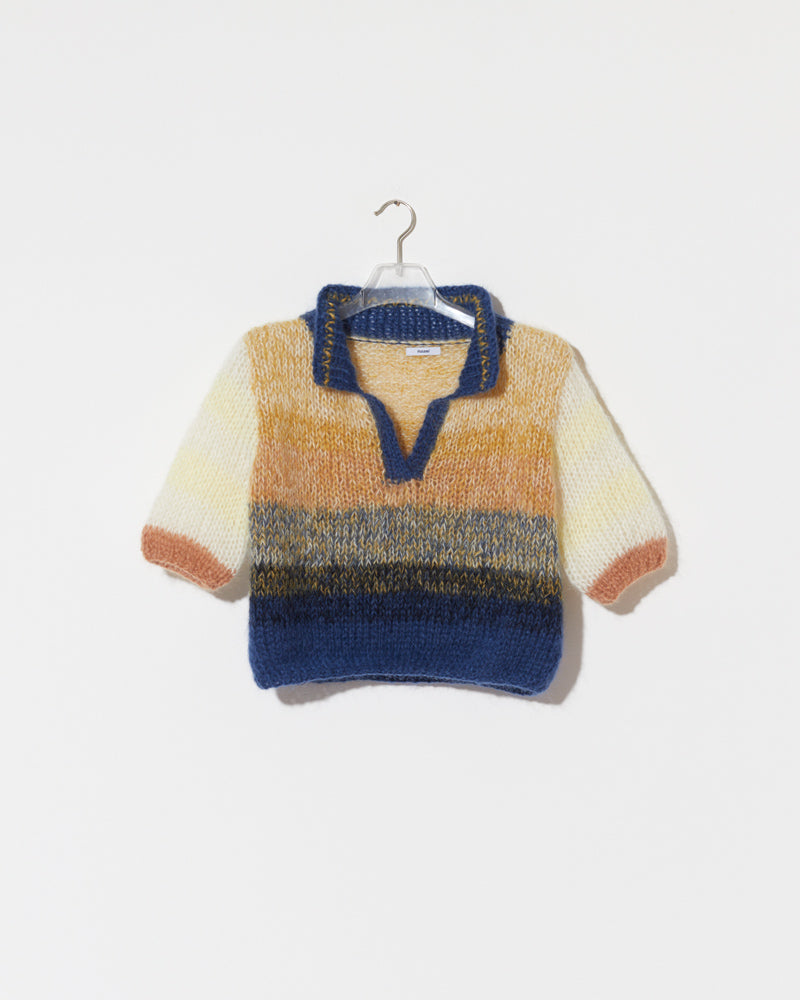 Mohair Short Sleeve Polo Shirt, Gradient