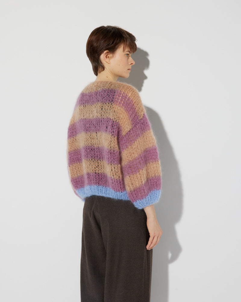 Mohair Stripes Bomber Cardigan