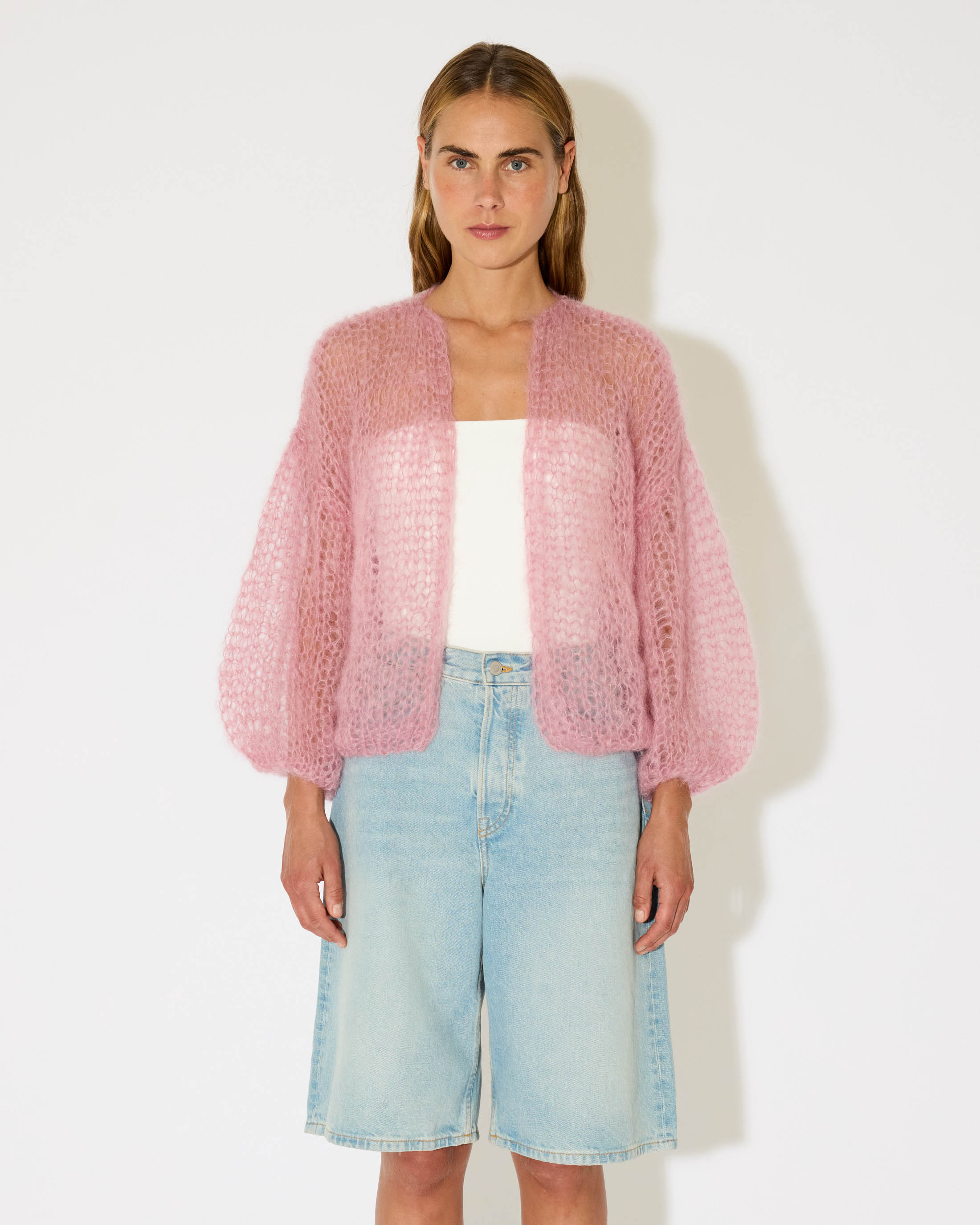 カーディガン maiami mohair big cardigan antique pink Maiami Mohair Bomber Cardigan - Antique Pink | MOTHER DENIM
