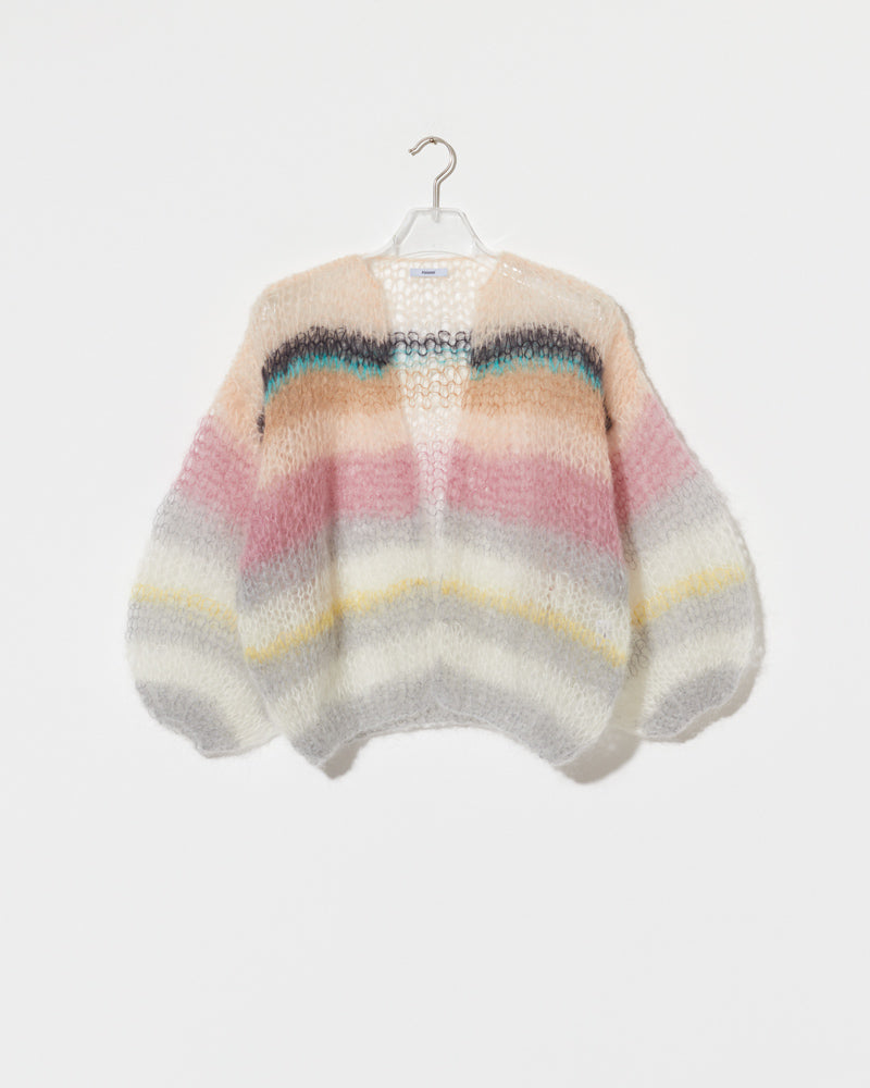 Mohair Bomber Cardigan, Light Stripes