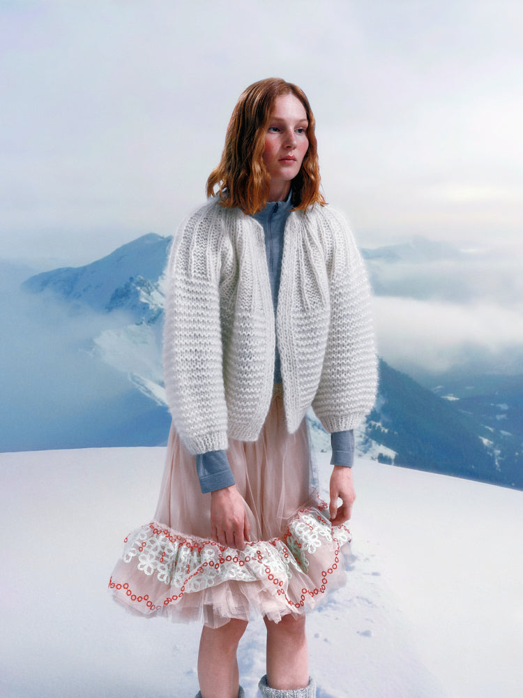 Mohair Pleated Cardigan