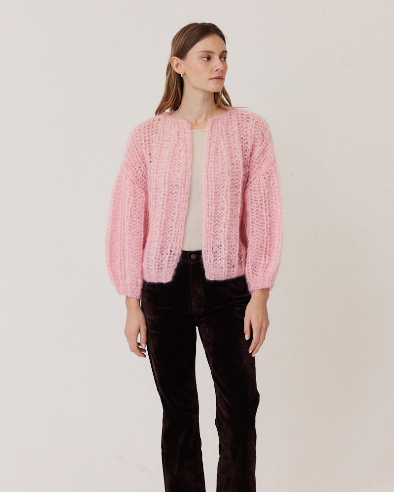 Mohair Ribbed Bomber Cardigan