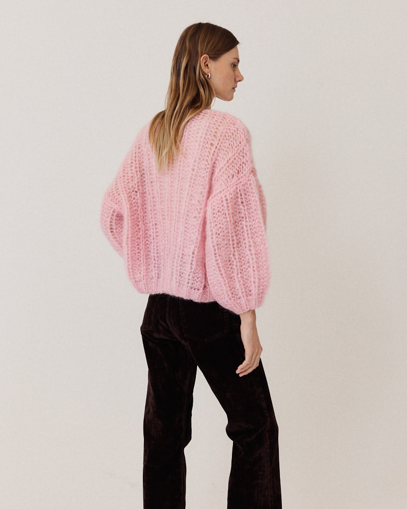 Mohair Ribbed Bomber Cardigan