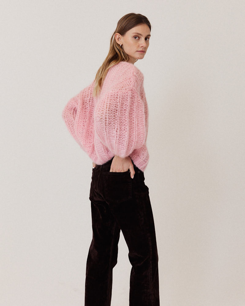 Mohair Ribbed Bomber Cardigan
