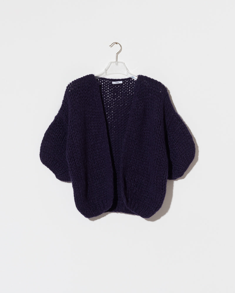 Alpaca Bomber Cardigan, Short Sleeves
