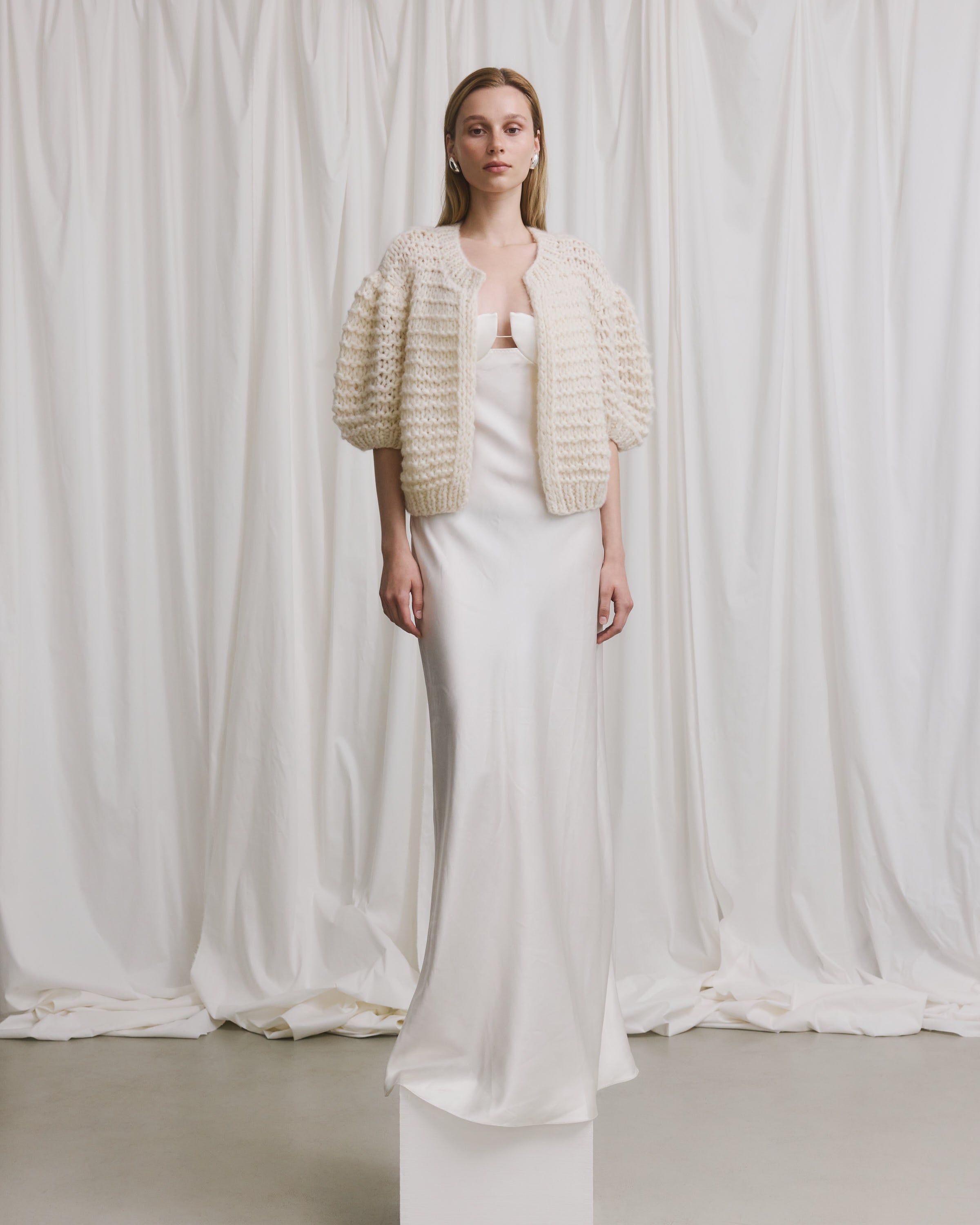 Bridal: Cashmere Puffy Short Sleeve Cardigan