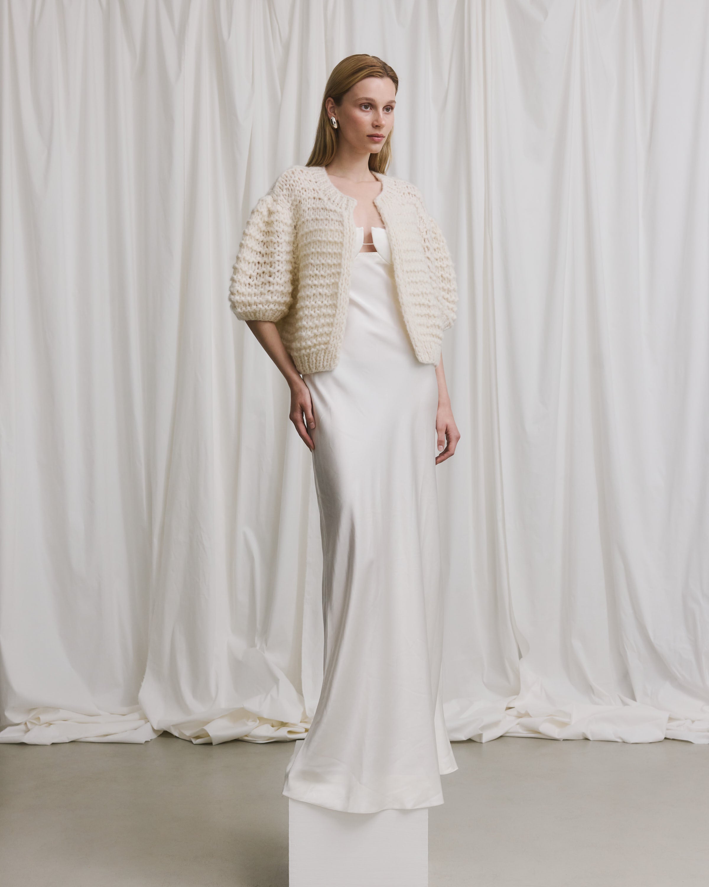 Bridal: Cashmere Puffy Short Sleeve Cardigan